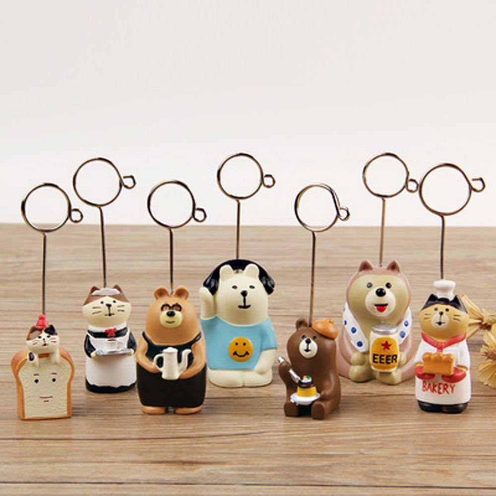 Folder Clip Stationery Kawaii Message Holder Bread Cat Memo Clip Photo Card Stand Memo Holder