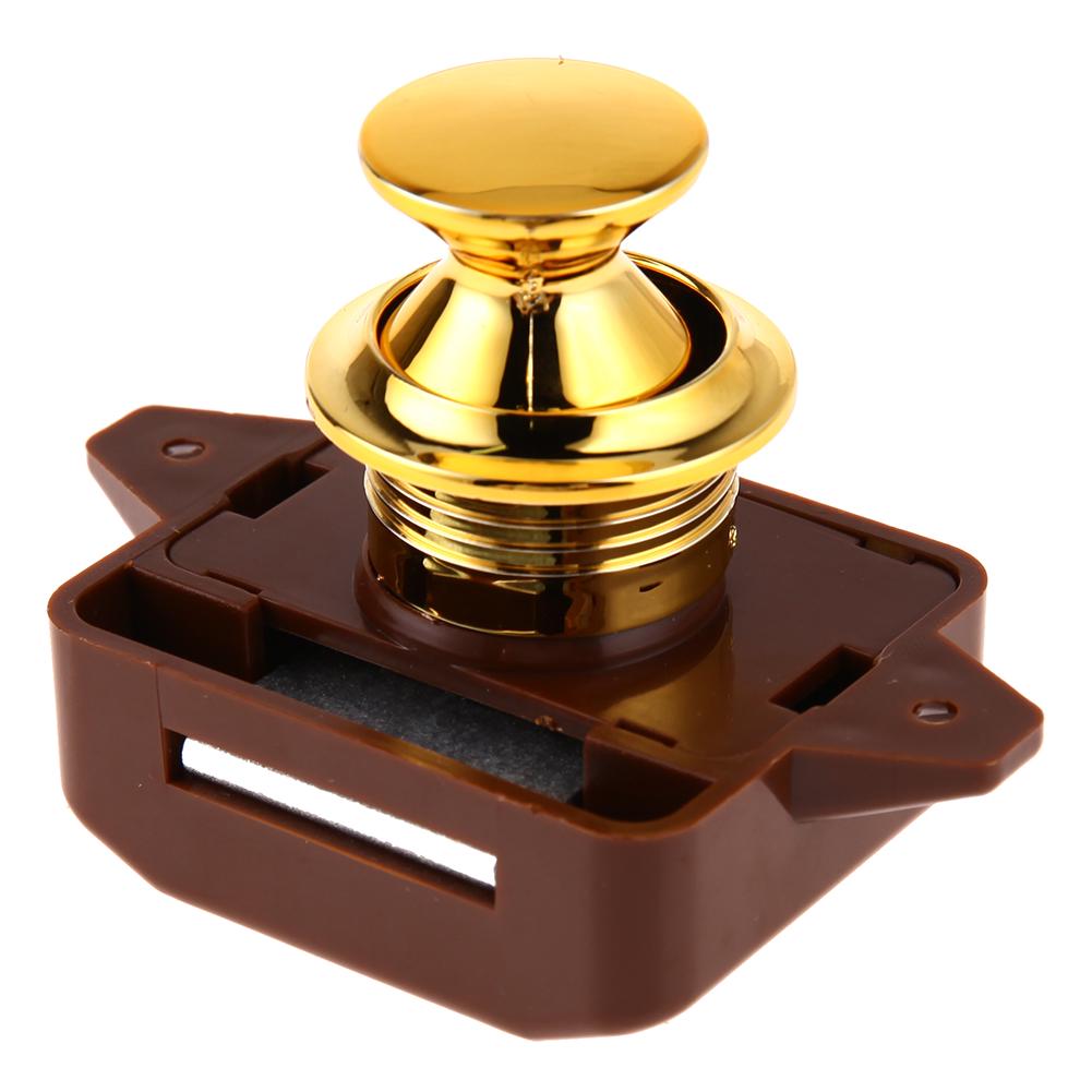 RV Drawer Push Latch Metal Campers Cupboard Door Knob Latch Catches Lock Keyless RV Push Button Cabinet Locks for Camper Caravan
