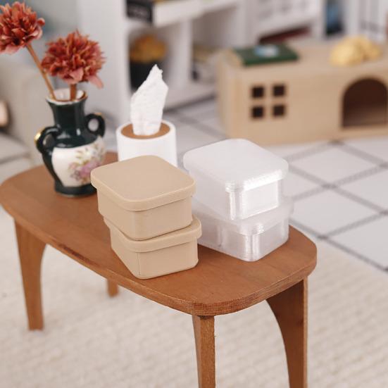 5Pcs Mini Lunch Boxes, Miniature 1:12 Scale Bento Box, Tiny Food Container with Lid for Doll Mansion Kitchen Accessories