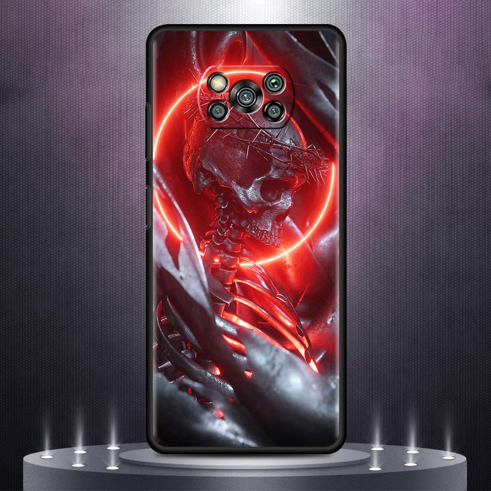 Czarne Miękkie Etui Na Xiaomi Mi Poco X3 NFC 10T Pro 11 11T Note 10 Lite 9T M3 F3 A2 F1 TPU Pokrowiec Na Telefon Komórkowy Różany Szkielet Czaszka