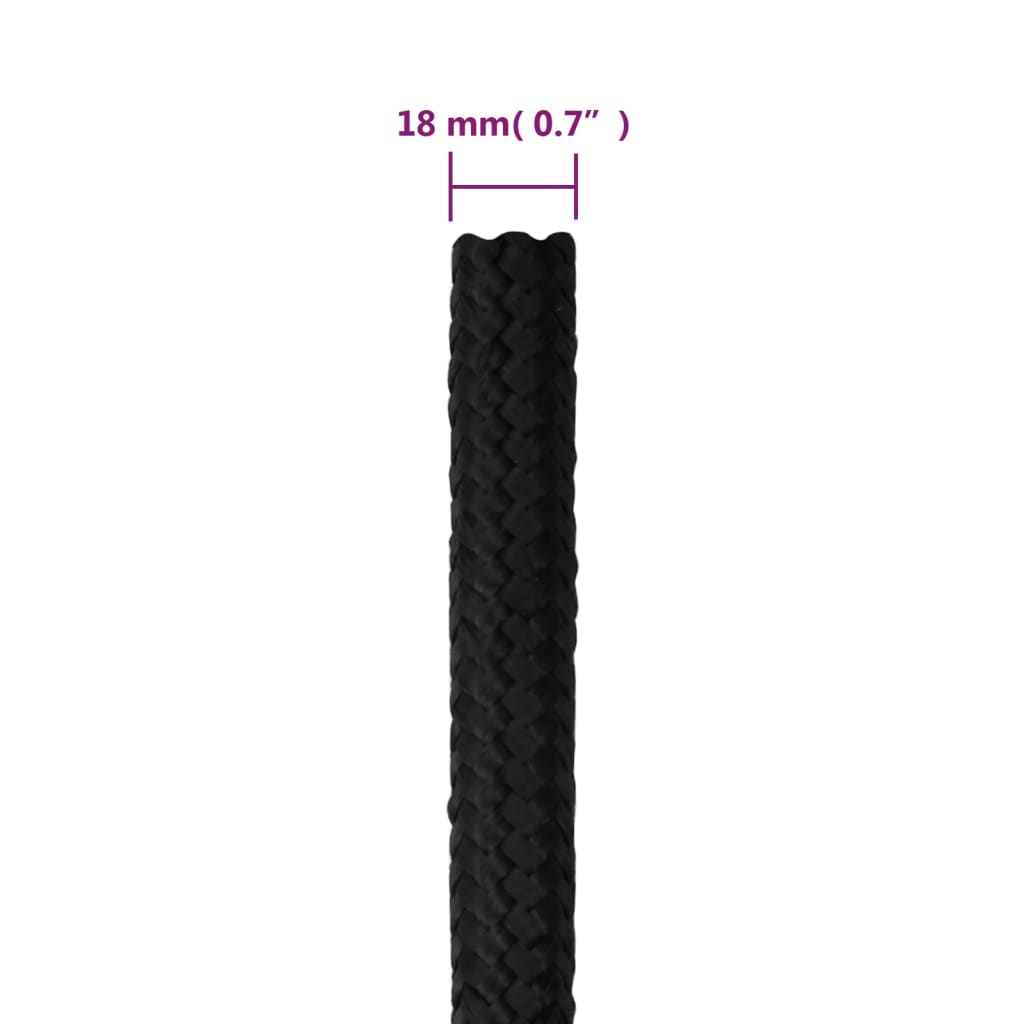 Vidaxl Linka Żeglarska, Czarna Jednolita, 18 Mm, 100 M, Polipropylen