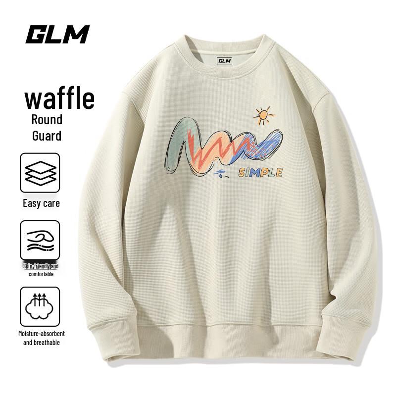 GLM Men's Heavyweight Waffle Knit Graphic Crewneck Sweatshirt