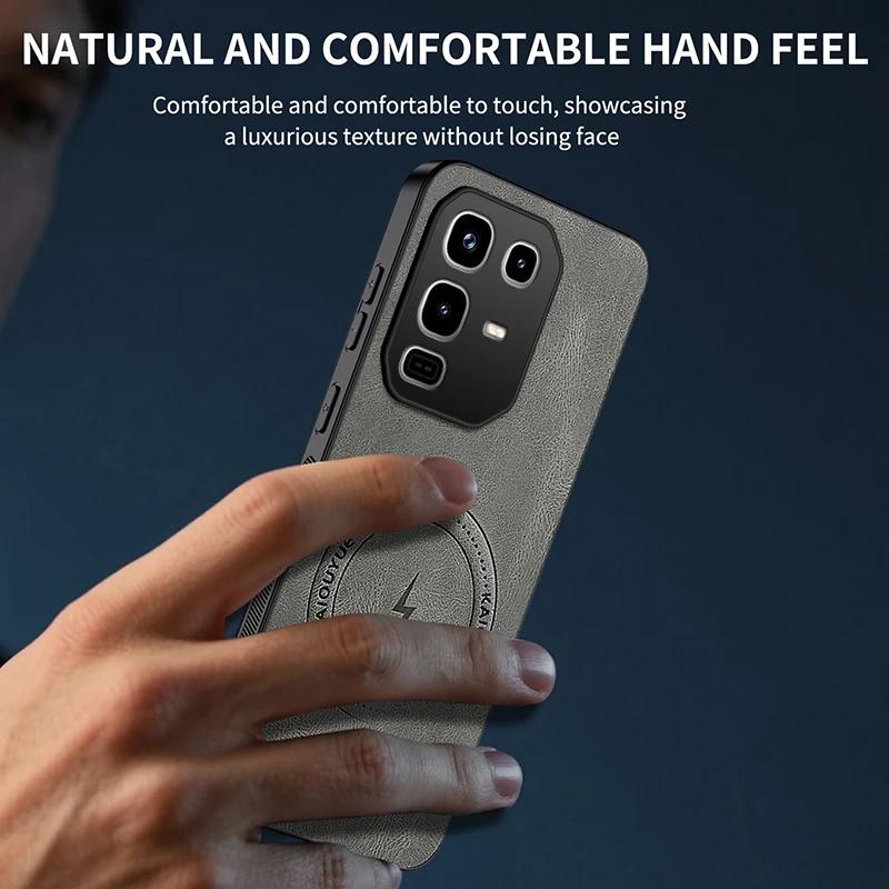 Magnetic Case For Infinix Note 50 Pro Plus Note50 4G 5G MagSafe Napa-textured PU Silicone Leather Back Cover Shockproof Bumper