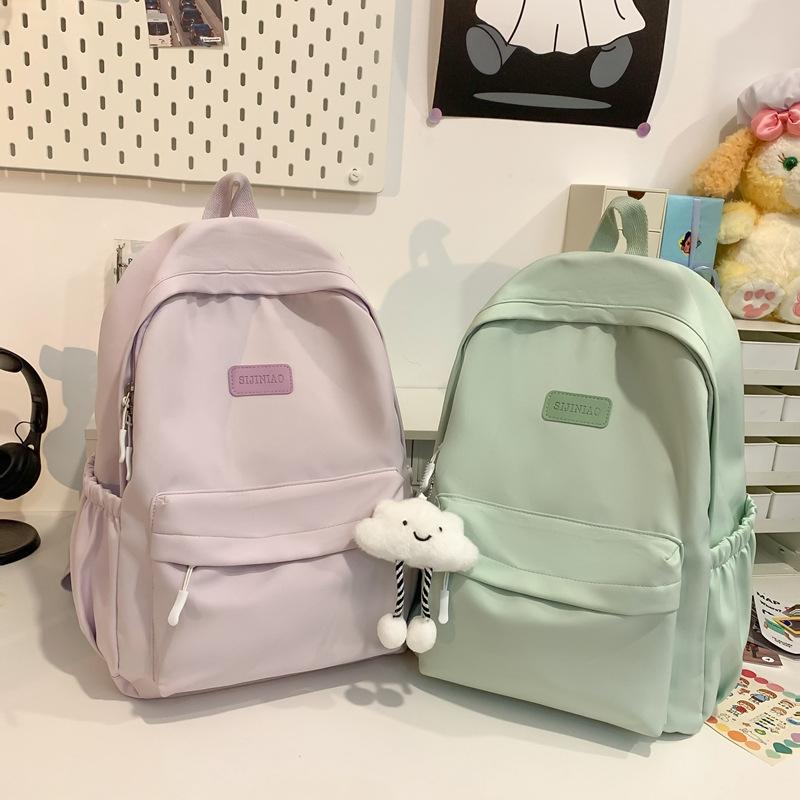 Schoolbag Japanese simple backpack large capacity high sense casual backpack male multi-function solid color female college student schoolbag tide