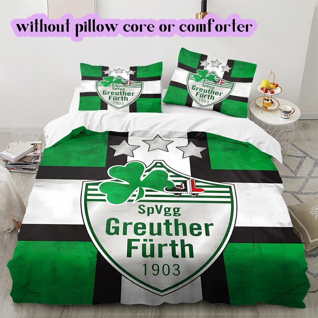 SpVgg Greuther Fürth Vzorovaná Sada Povlečení Přikrývka Potah na Přikrývku Povlak na Polštář Domácí Dekorace Dárek k Narozeninám (1 * povlak na peřinu + 2 * povlak na polštář, bez jádra)