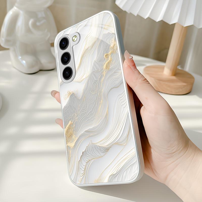 Platinum Textured Electroplated Glass Phone Case Suitable for Samsung Galaxy S26 S25 S24 S23 S22 S20 FE/Ultra/Plus Anti Drop