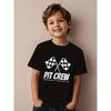 Boys Crew Neck Short Sleeve T-Shirt with Checkered Flag & PIT CREW Letter Print