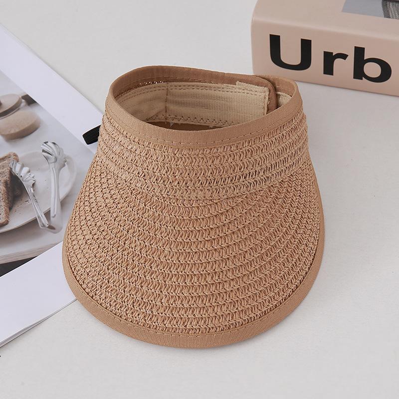 Children'S Summer Sunscreen Empty Top Straw Hat Breathable Sun Hat Boys And Girls Big Brim Straw Hat Fashionable Versatile Model