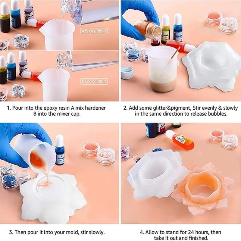 1pcs DIY Crystal Dropper Mold Candle Silicone Mold Lotus Candle Holder Insulation Lotus Resin Mold Epoxy Resin Silicone Mold
