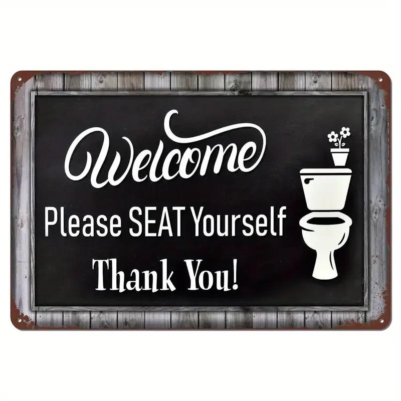 Vintage Metal Tin Sign 8x12 Inch Retro Bathroom Wall Decor Home Toilet Sign