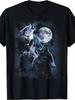 Men'S T-Shirt Designed for Wildlife Lovers, Showcasing a Wolf Howling at The Moon. Casual Wear from a Fashion Boutique with a Patterned Print, Plus Si