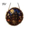 Unique Craftsmanship Hanging Disk Halloween Acrylic Puzzle Sun Catcher, DIY Spooky Suncatcher Kit, Theme Room Decor Gothic Stained Glass Window