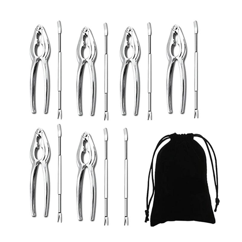 Alloy Seafood Crackers Tool Set with Storage Pouches for Crabs Lobsters Shellers Preparation Processing and Serving
