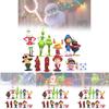 12 Entzückende Grinch-Figuren Weihnachten Thema Grüne Fellcharaktere Sammlerdeko