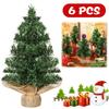 6Pcs Tabletop Christmas Tree with Linen Base Xmas Tree Ornament Wear Resist Christmas Decorations Tree for Kitchen Dining Table