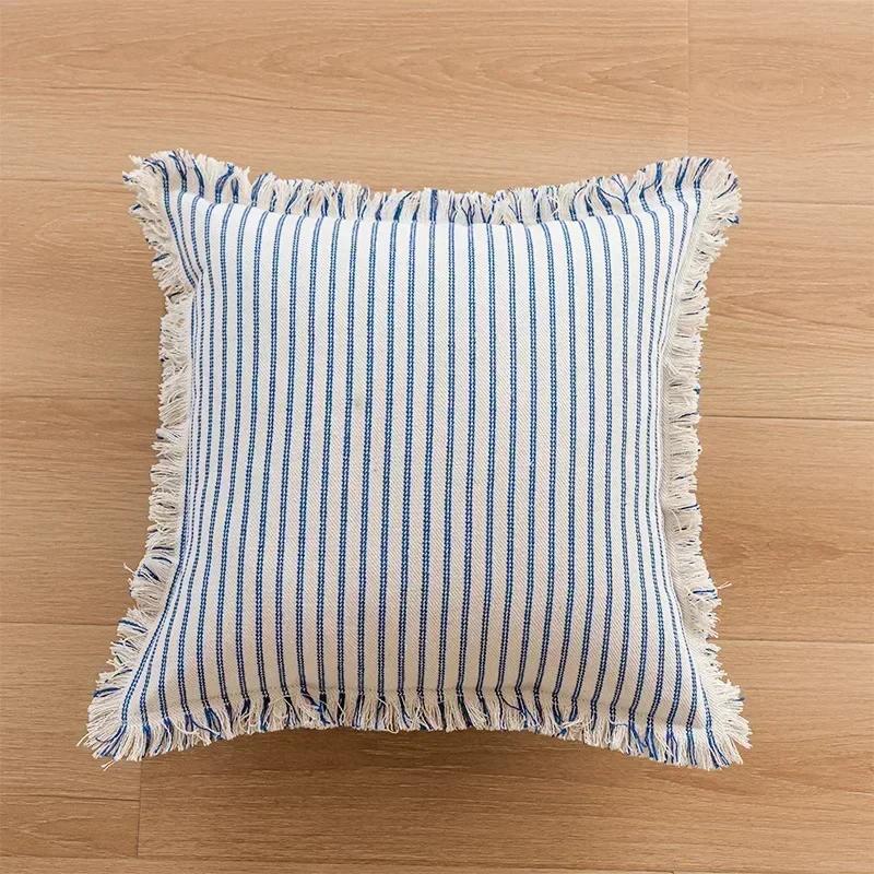 Ramie Cushion Cover with Tassels Euro Flax Decorative Throw Pillow Cover Boho Shabby Chic Style for Couch Bed Home