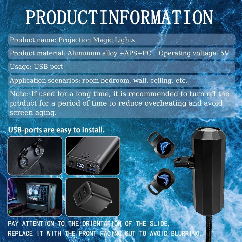Dynamische Meeres-Serie Projektor Tragbares USB-LED-Nachtlicht Mehrere Beleuchtungsmodi Lampe für Heim-Schlafzimmer-Dekoration