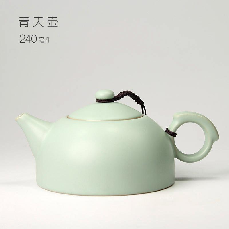 Celestial Green Ru Kiln Teapot High-grade Imitation Song Ru Porcelain Small Pot Retro Hand Grab Pot Ceramic Kung Fu Tea Set