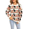 Women's Halloween Pumpkin Neck Pullover Sweater for Fall