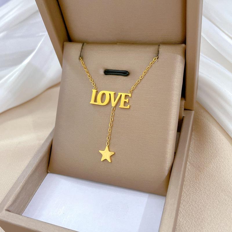 Popular Element Personality Minimalist Wind Furnace Real Gold Necklace Female Collarbone Chain
