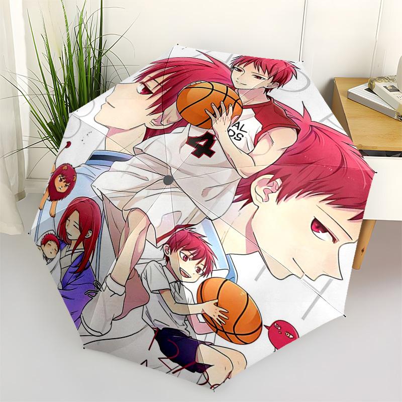 

1pc Outdoor Umbrella with Slam Dunk Characters - Automatic Opening/Closing, Portable 3-Fold Design, 8-Rib Iron Frame - Perfect Gift for Fans, T