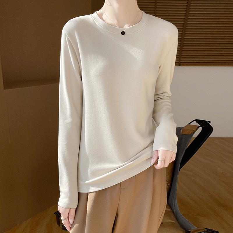 YYFS Women's Fashion Casual Solid Color Print Spring Fall Long Sleeve O-Neck Pullovers & Long Sleeves