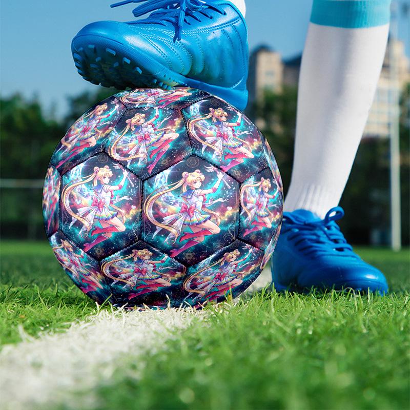 Sailor Moon Print Size 5 Soccer Ball, PU Wear Resistant Football for Match Training and Daily Practice, Birthday Gift for Soccer Fans