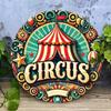 Vintage Cirkus 2D Kovový Umělecký Značka Pruhovaný Stan Hvězda Domácí Kancelář Kavárna Dekor