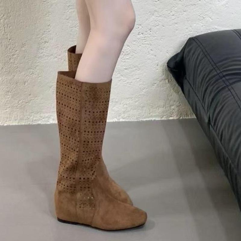 

Fashion Women s Simple ComfortableHigh-quality High Boost Designer Hollow Knee High Shoes 2025 Spring and Autumn Fashion New Boot 35 коричневый