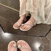 Flat-bottomed Rhinestone Sandals Sparkling Skirt Summer Belt Two Wear  with Fairy Cool Slippers Word Internet Celebrity