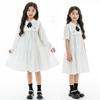 Modisches Baumwollkleid für Mädchen für den Sommer, Elegantes weißes Hemdblusenkleid für Kinder