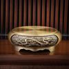 Bronze Chinese Retro Ornament: Brass Incense Burner with Mountain, Kylin, and Lotus Bases, Hundred Blessings Jar Design