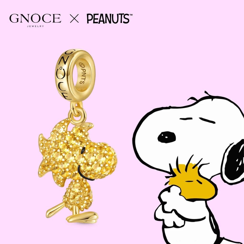 GNOCE Peanuts Woodstock Pave Diamond Pendant Dangle Charm for Women, S925 Sterling Silver, Dangle Charm for Women, Wife, Valentine's Day, Mother's