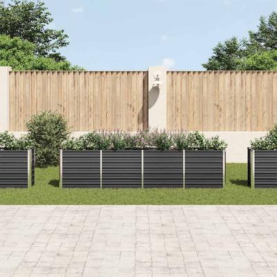 Raised Garden Bed 320 X 40 X 77 Cm Galvanized Steel Anthracite Grey