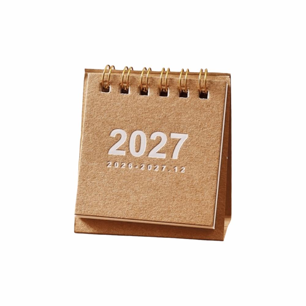 Double Coil Mini Calendar Standing Base Flip Calendar New 2027 Desk Calendar Home Office