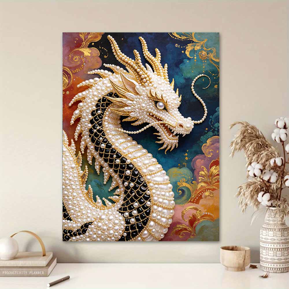 Handmade Elegant Chinese Golden Dragon Pearl DIY Painting Creative Interior Wall Art Fine Gift For Household Home Space Beautification Craft Decor