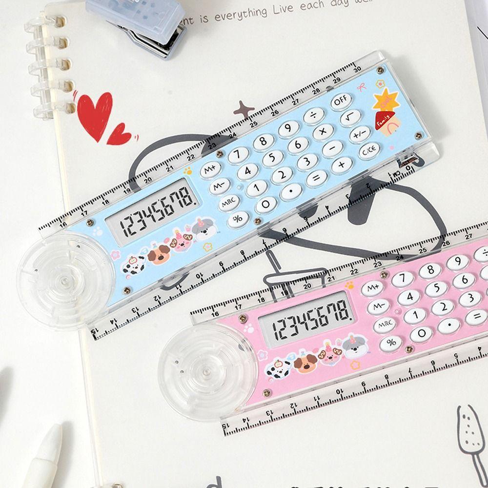 30 Cm Measurement Cartoon Cutter Measurer 8 Digit Calculation Clear Scientific Calculator Multi-function Ruler