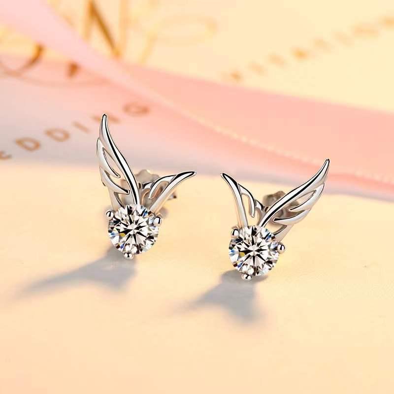 Women's Korean Angel Wings Diamond Earrings - Fashion Accessories
