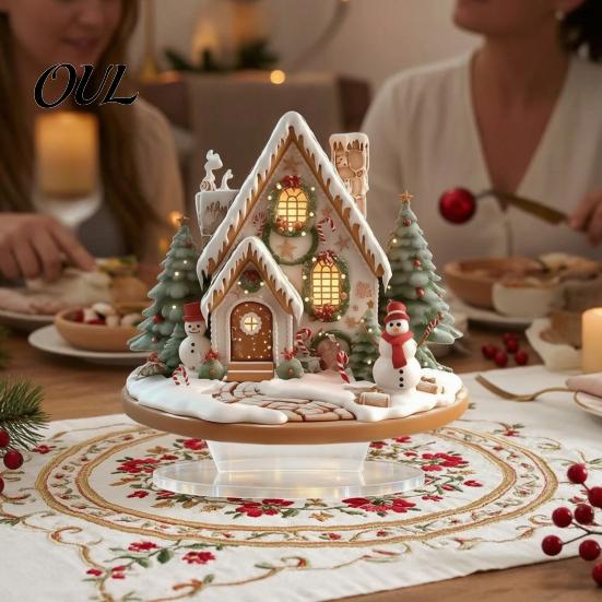 Indoor Holiday Display Pieces Acrylic Christmas Table Decor, Gingerbread House Tree Ornaments, Ornaments for Desk Waterproof Desktop Decorations