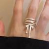 White Ribbon Bow Ring Women's Niche Design Sense Sweet Wind Open Buckle Adjustable Ring