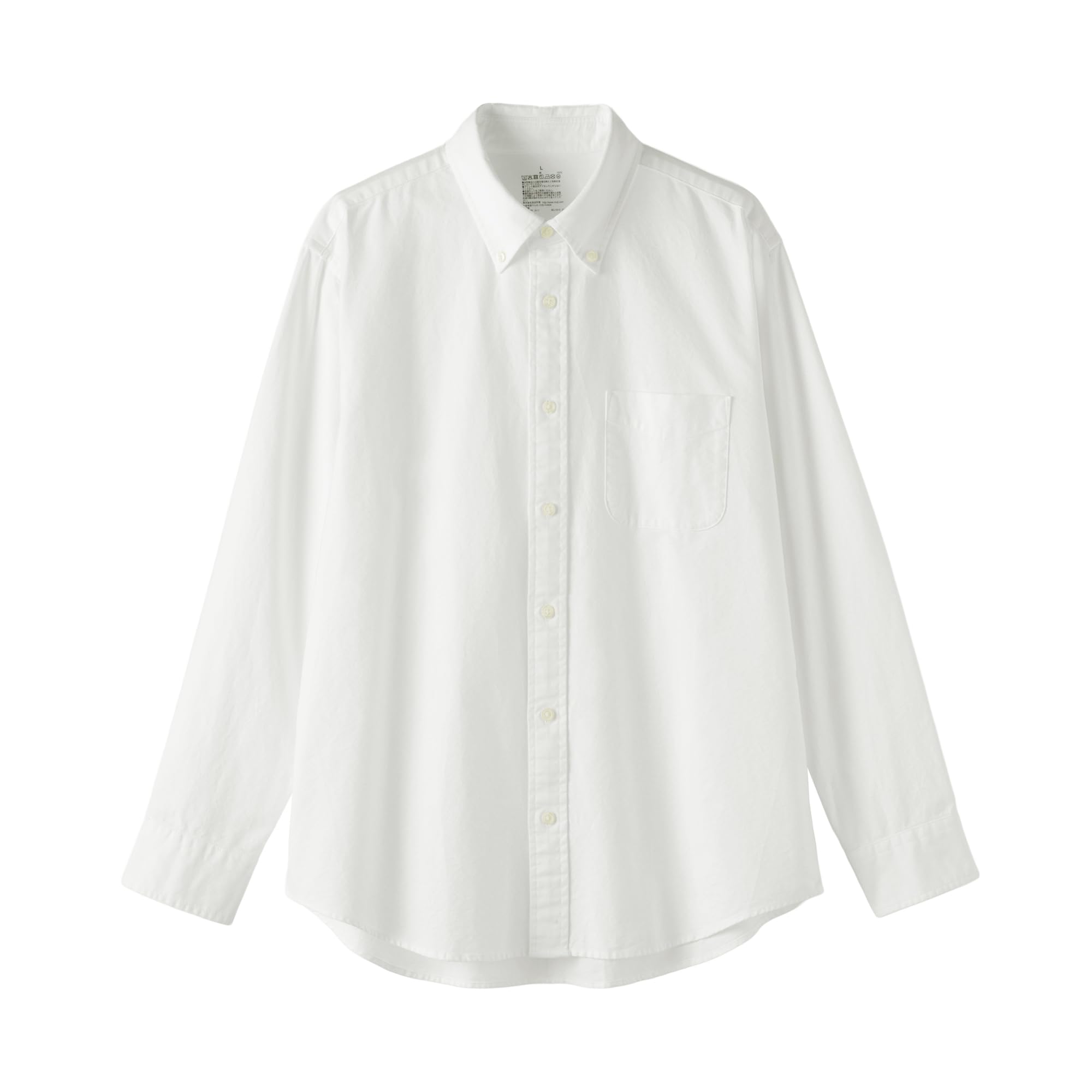MUJI Washed Oxford Size S Men s Button-Down Long-Sleeve Shirt, White, (AC4AAA6S) белый