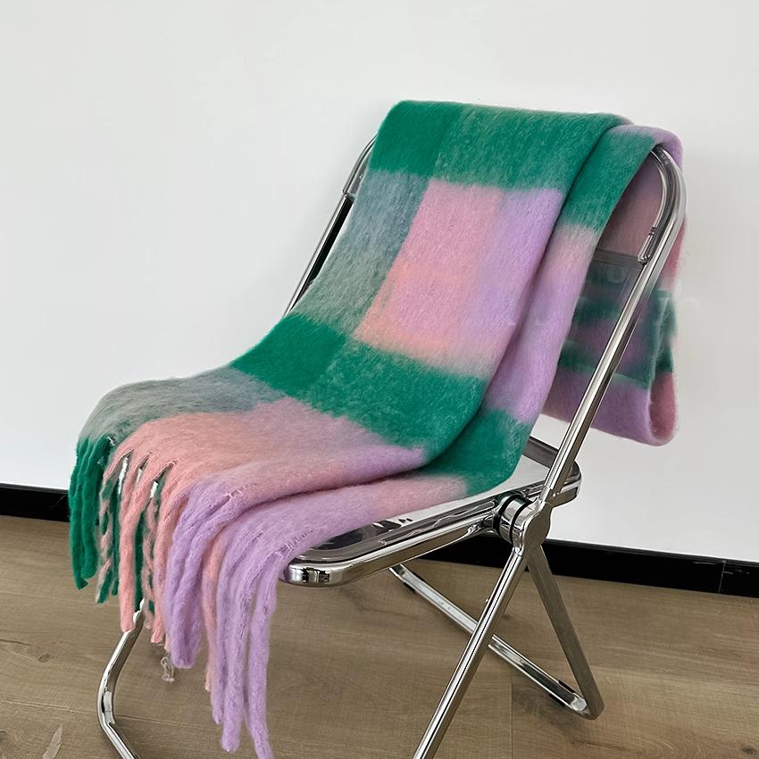 Winter Scarf For Women Luxury Cashmere Warm Rainbow Plaid Pashmina Blanket Shawl Thick Soft Bufanda Wraps Long Poncho Echarpe