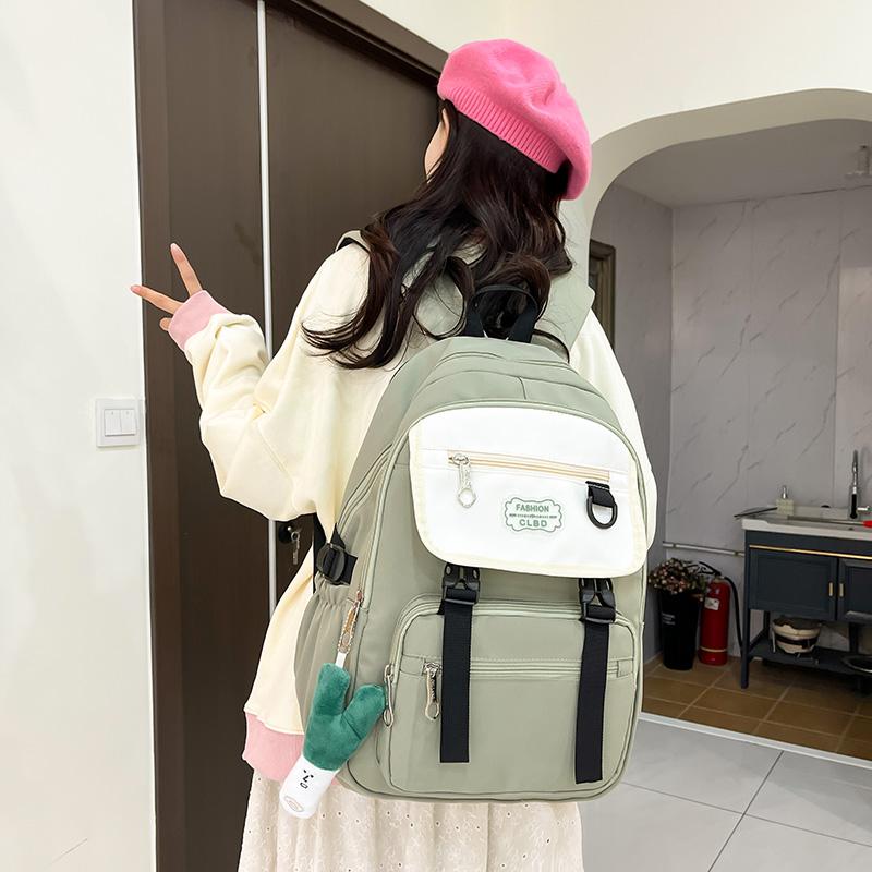 Three-Piece Backpack Set Color Contrast Large Capacity Student Schoolbag Women Backpack with Pen Bag