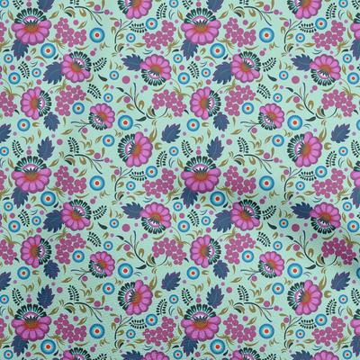 Cotton Flex Light Mint Green Fabric Asian Suzani  Quilting Supplies Print Sewing Fabric By The Yard 40 Inch