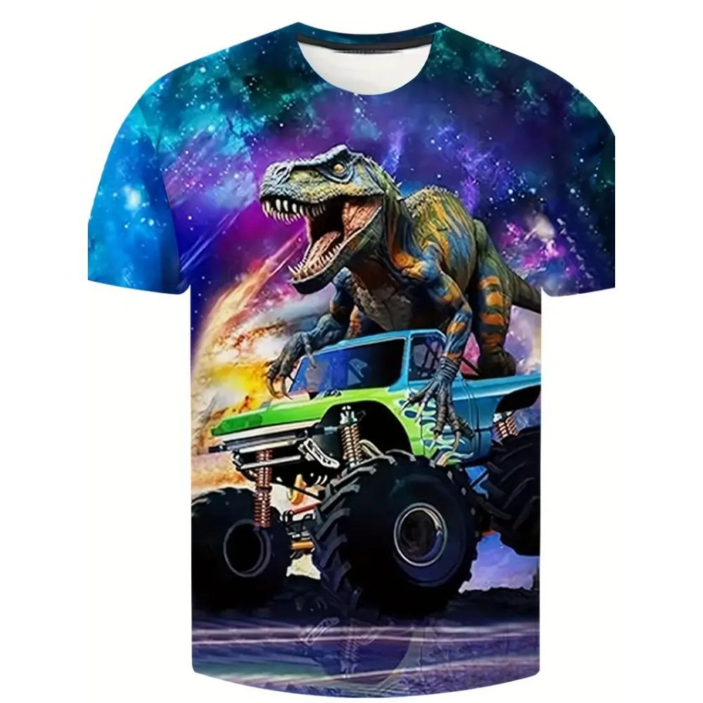 Children Clothes Top Shirts Baby Boys Clothing Monster Truck Dinosaur T-shirt Children Clothing Cool Men Shirt