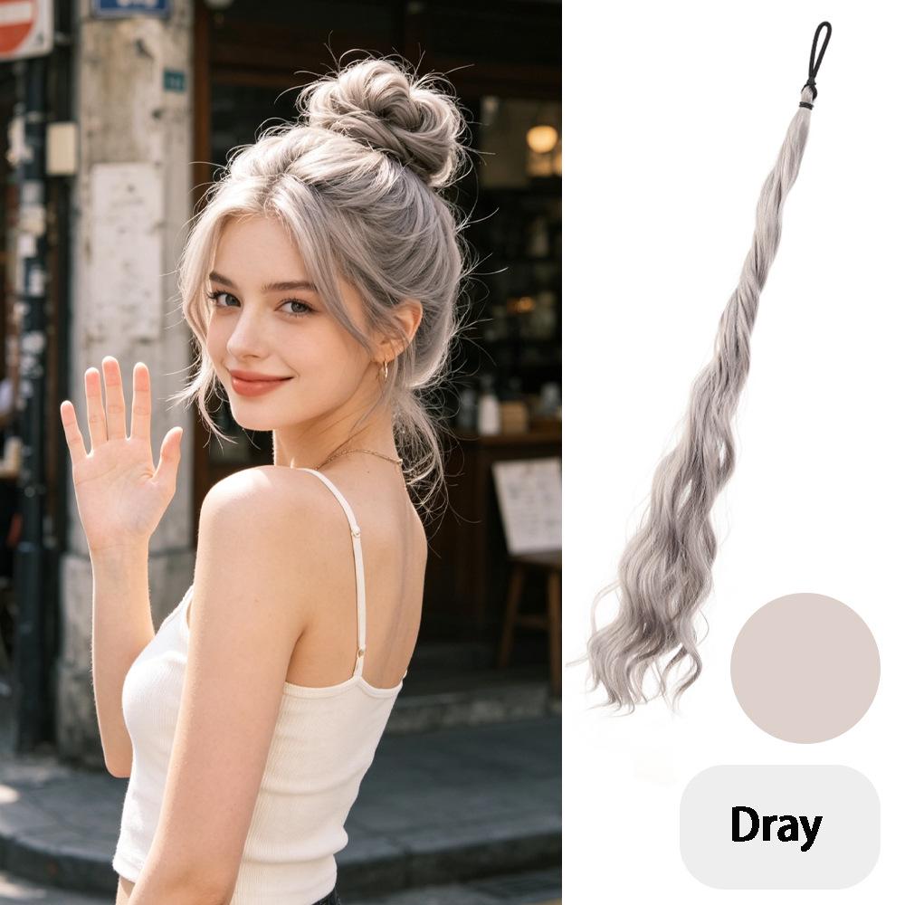 Long Synthetic Messy Bun Ponytail Wig with Rubber Band Hair Tie