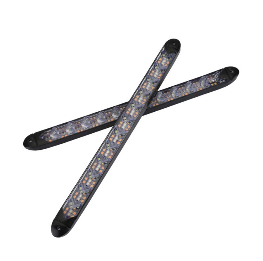 2x Car Flexible White/Amber 240 LED Fishbone Style Switchback Flowing Turn Signal Light DRL Knight Rider Strip Light Headlight Waterproof