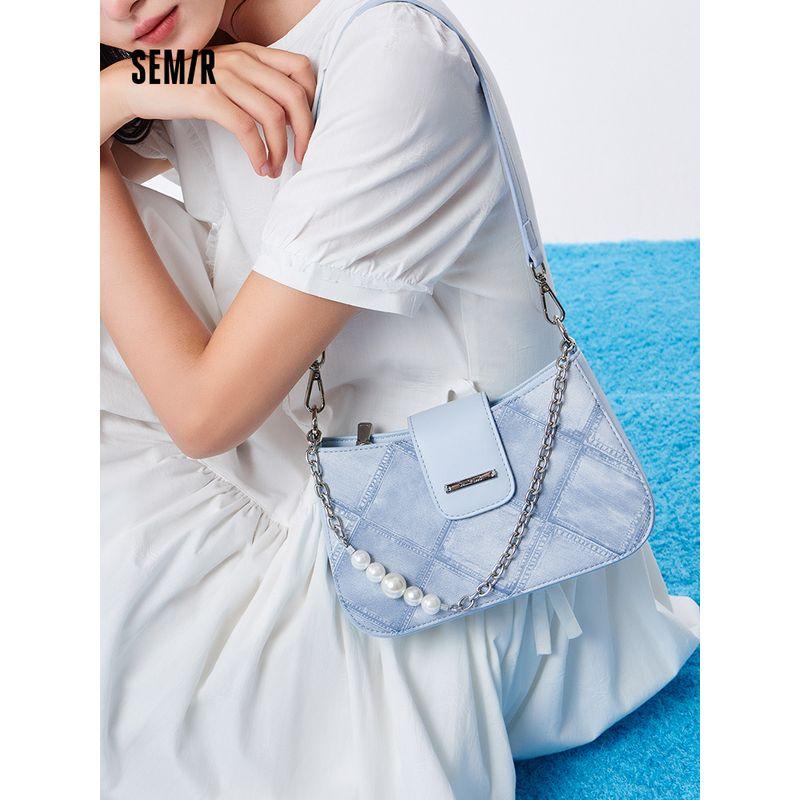 

Senma Bag Underarm Bag Female Fancy Fashion Quilted Square Bag Personality Shoulder Bag Exquisite Female Crossbody Bag Milk White 10501