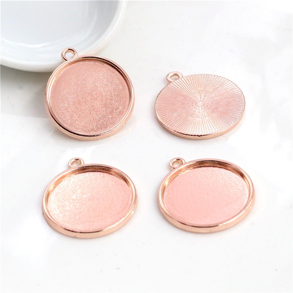 10pcs 20mm Inner Size Classic 5 Colors Plated One Sided Single Hanging Simple Style Cabochon Base Setting Charms Pendant
