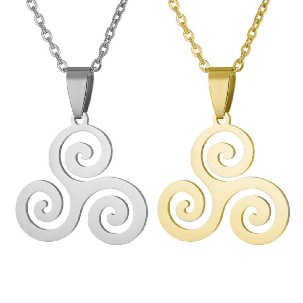 Triskele Symbol Pendant Necklace Stainless Steel Jewelry Gift for Women Men